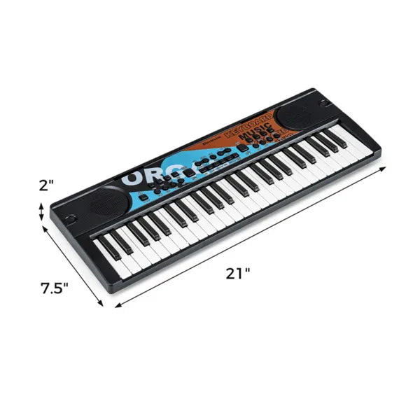 49 Keys Kids Electronic Keyboard With Microphone, 8 Tones & Rhythms Educational Music Toy For Age 3+ - Black