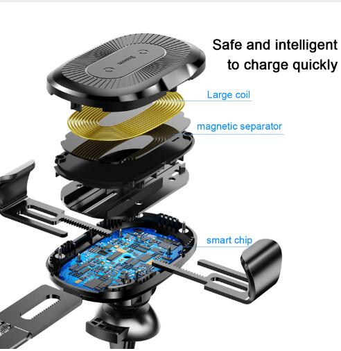 2-in-1 Gravity Wireless Car Charger Bracket – Auto-Grip Phone Mount with Qi Wireless Charging