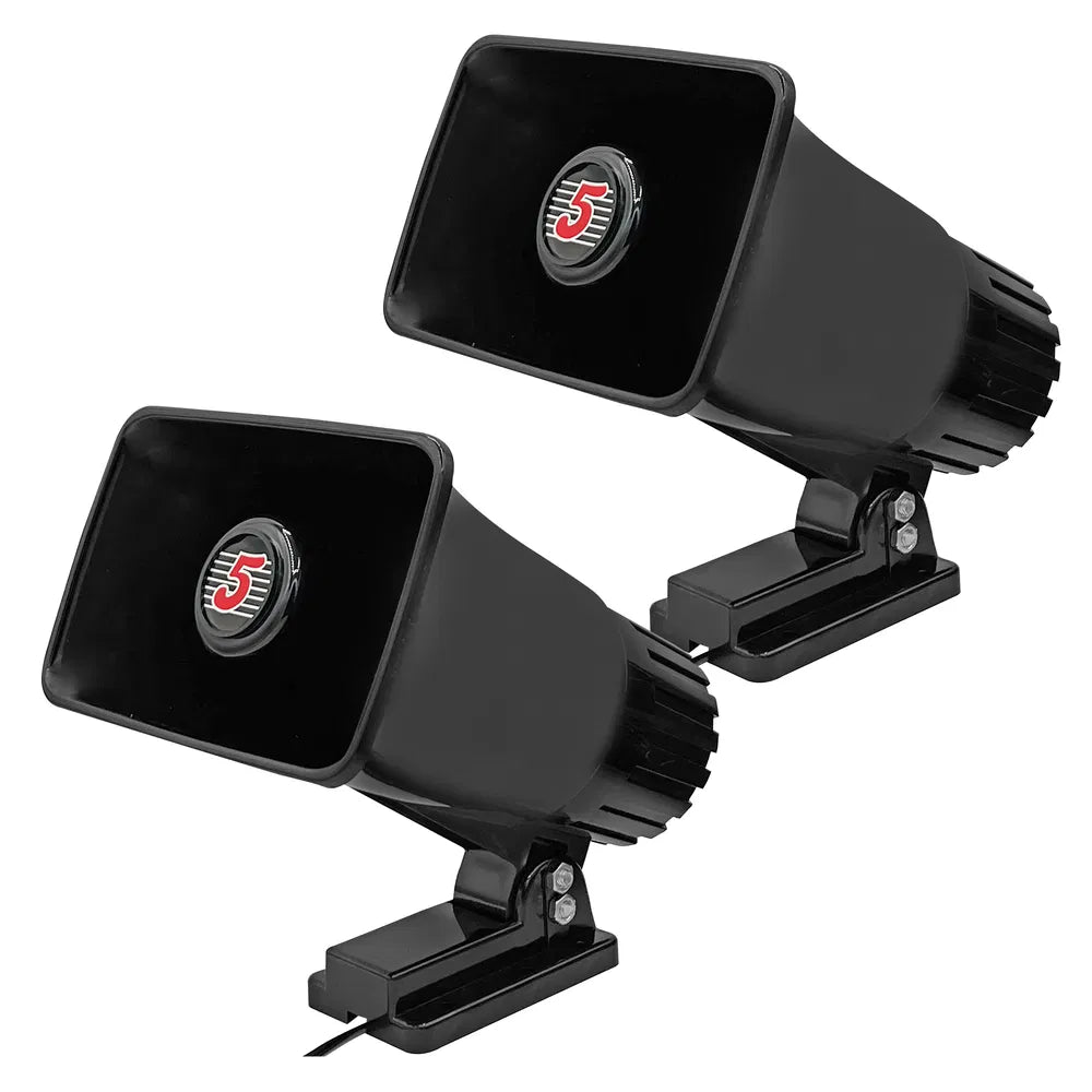 5 Core PA Horn 200W Loud Speaker Pair 6" Bull Horn Loud Audio 8Ohm All Weather Indoor Outdoor Use