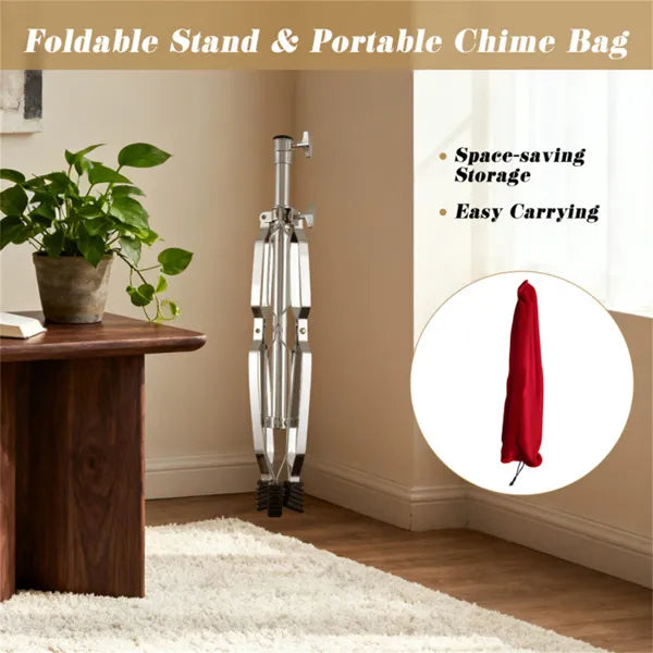 36-Tube Single-Row Wind Chime With Adjustable Tripod Stand, Portable Percussion Instrument For Church Band & Orchestra