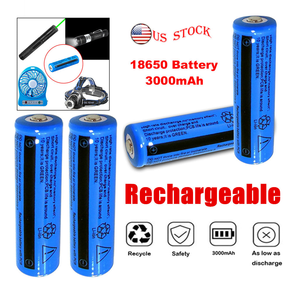 50&100pcs  Battery 3.7V Rechargerable Li-ion 3000mAh 18650 Batteries For Torch Flashlight Laser Headlamp