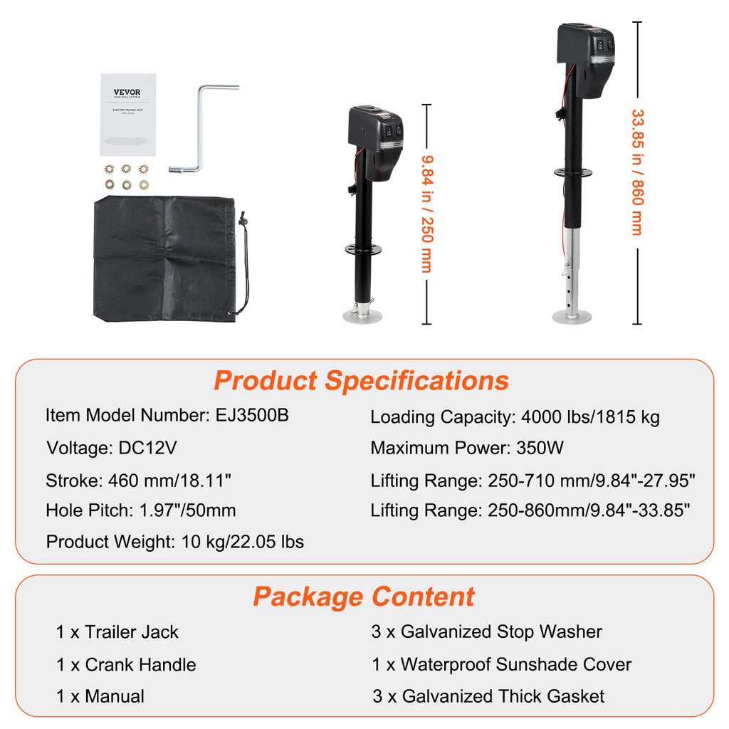 Electric Tongue Jack With Waterproof Cover