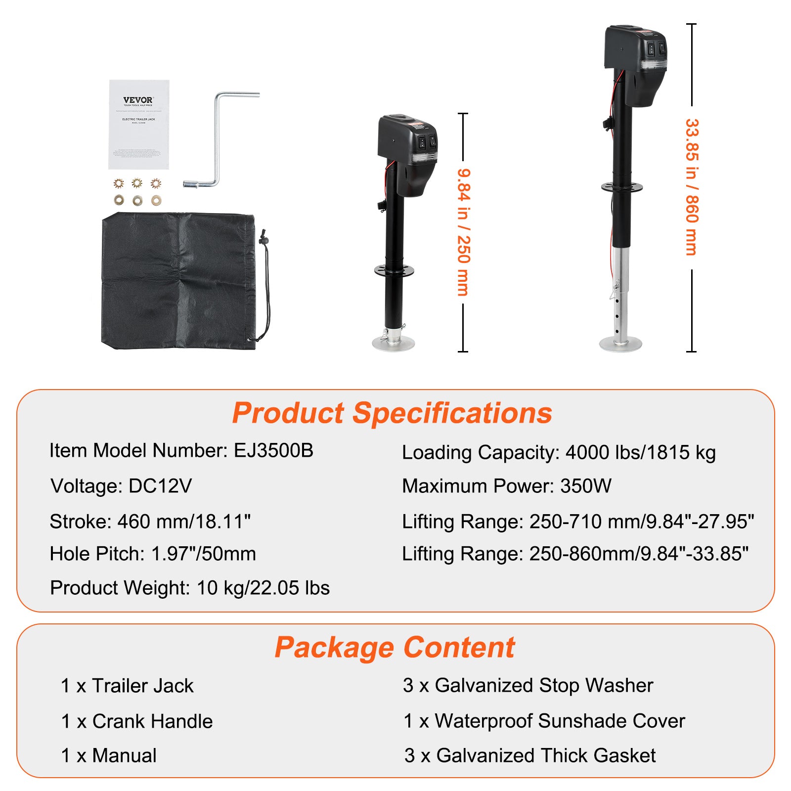 Electric Tongue Jack With Waterproof Cover