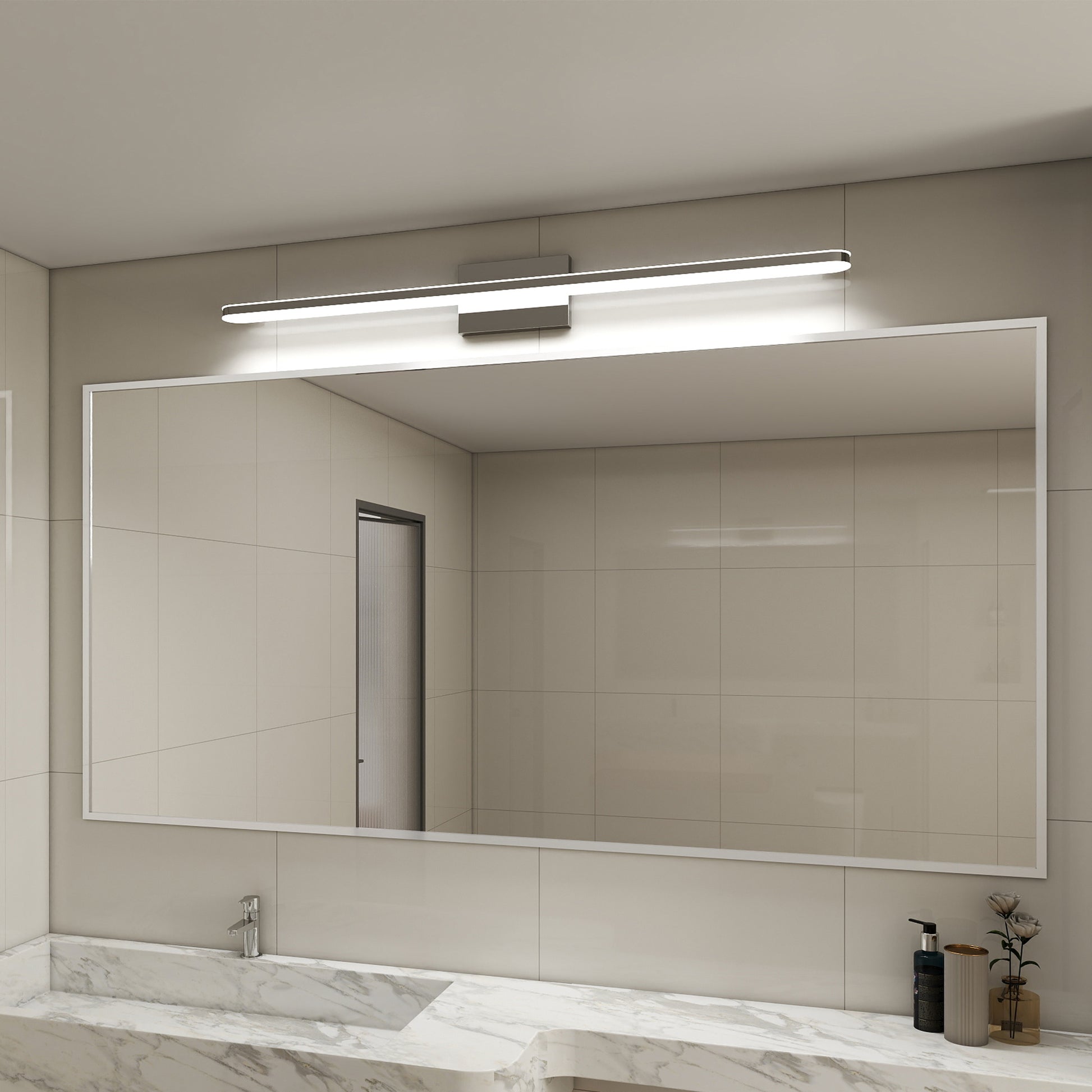 Modern LED Vanity Lights For Bathroom 39IN 24W Daylight White Chrome Light Fixtures Bathroom Lights Over Mirror Vanity Lighting Fixtures Vanity Light
