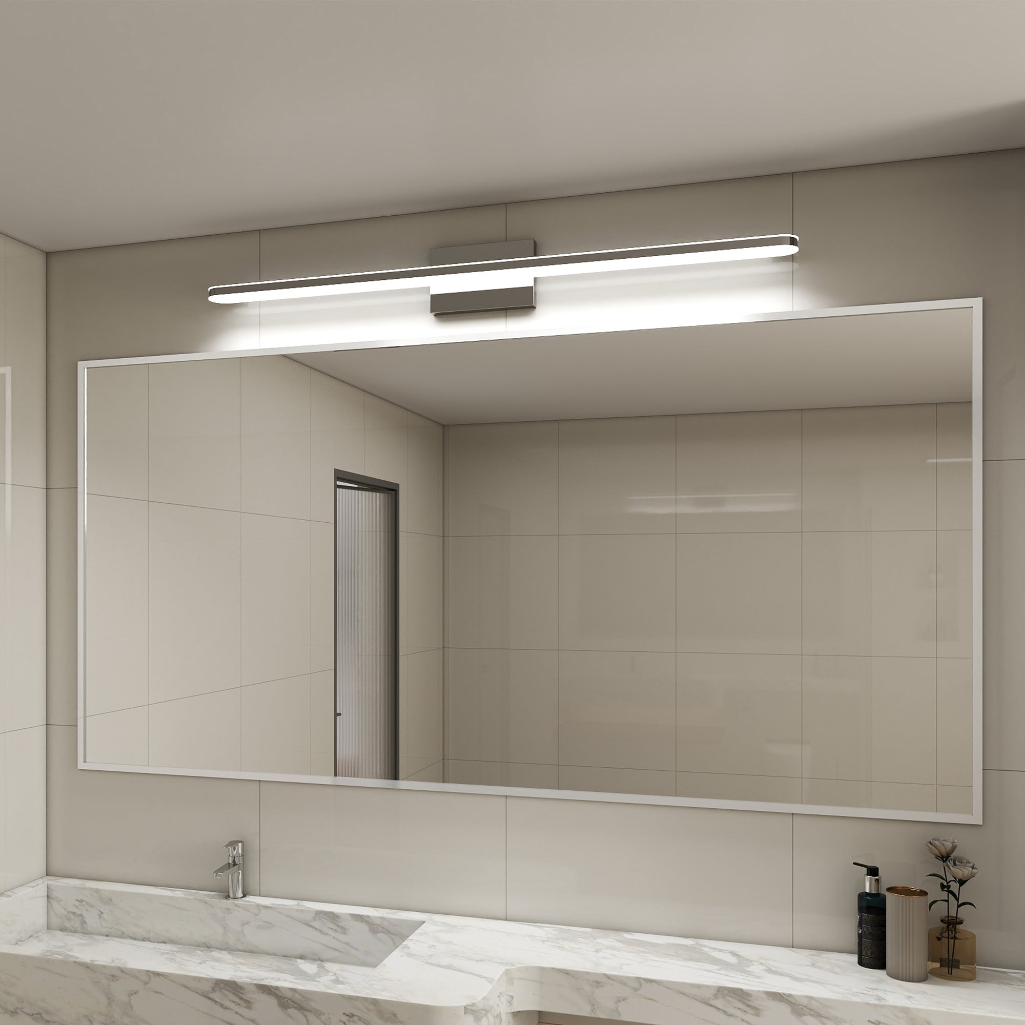 Modern LED Vanity Lights For Bathroom 39IN 24W Daylight White Chrome Light Fixtures Bathroom Lights Over Mirror Vanity Lighting Fixtures Vanity Light