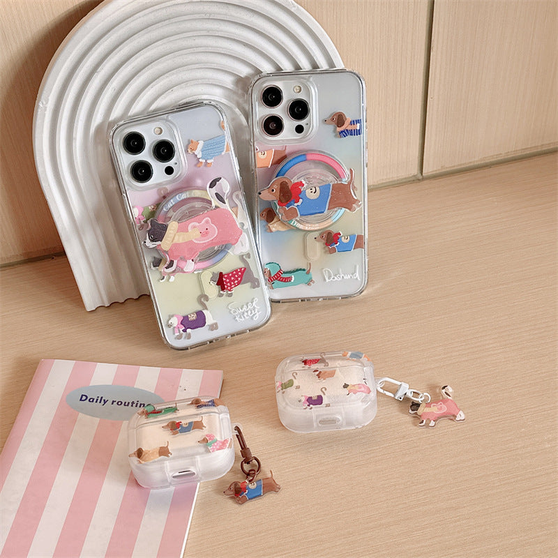 Gradient Sausage Dog Earphone Protective Case