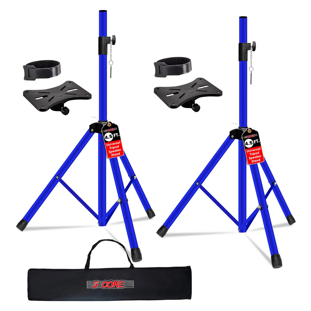 5 Core Speaker Stand Pair Adjustable 31 To 54" PA DJ Tripod Stands Heavy Duty W 35mm Insert 132 Lbs