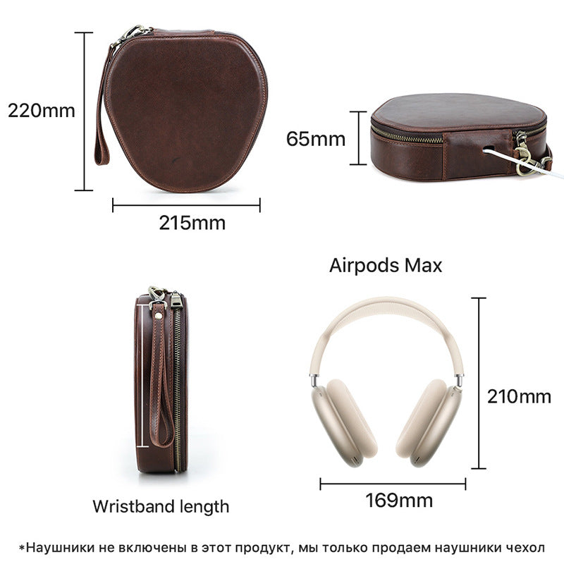 Headset Wireless Earphone Bag Genuine Leather Portable Storage