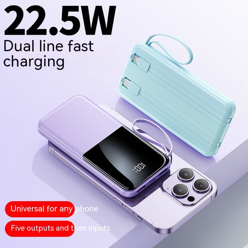 20000mAh Ultra-Thin Power Bank with Cable – Large Capacity Fast Charge Portable Mobile Power Pack