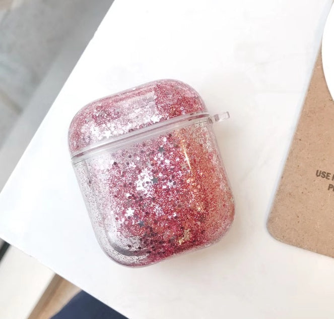 Compatible with Apple, Simple and colorful quicksand earphone case