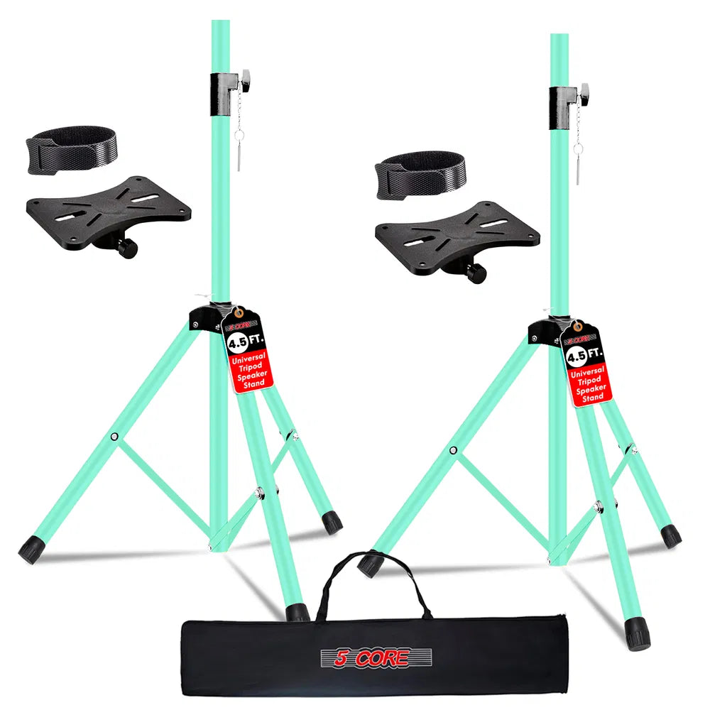 5 Core Speaker Stand Pair Adjustable 31 To 54" PA DJ Tripod Stands Heavy Duty W 35mm Insert 132 Lbs