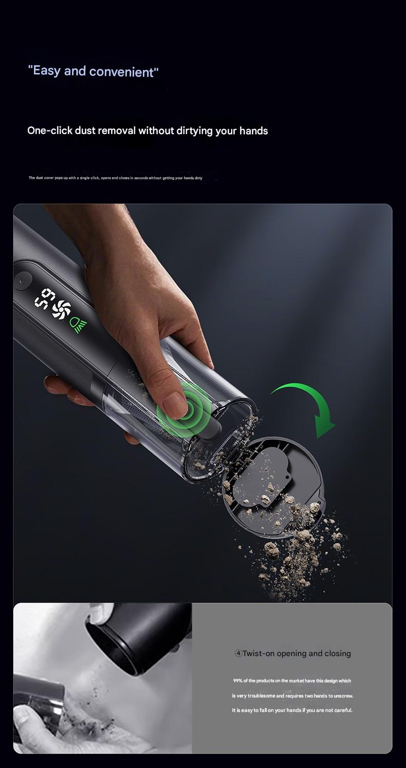 Green Light Dust-Detecting Handheld Car Vacuum Cleaner Wireless High-Suction Compact Portable Car Vacuum Cleaner For Vehicles