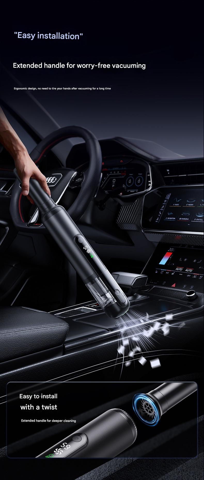 Green Light Dust-Detecting Handheld Car Vacuum Cleaner Wireless High-Suction Compact Portable Car Vacuum Cleaner For Vehicles