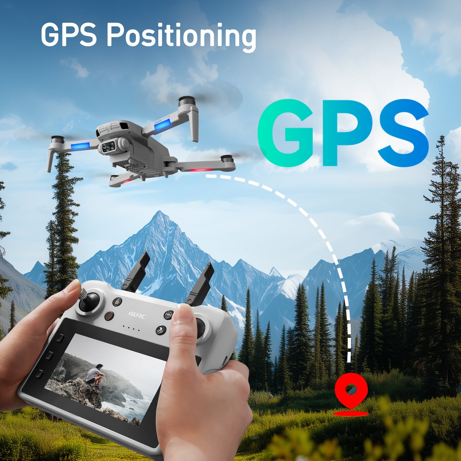 4DRC F8 RC Drone GPS 5G WIFI 4K Dual Camera Selfie FPV RC Quadcopter With 4.5 HD LCD Screen,Follow Me