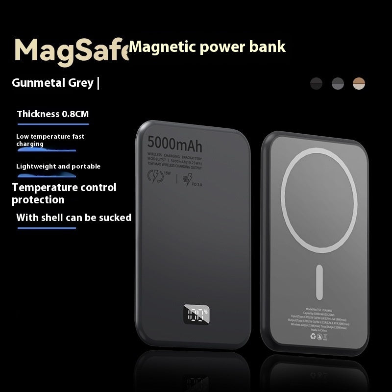 Magnetic Wireless Digital Display Aluminum Alloy Fast Charging Mobile Power Supply