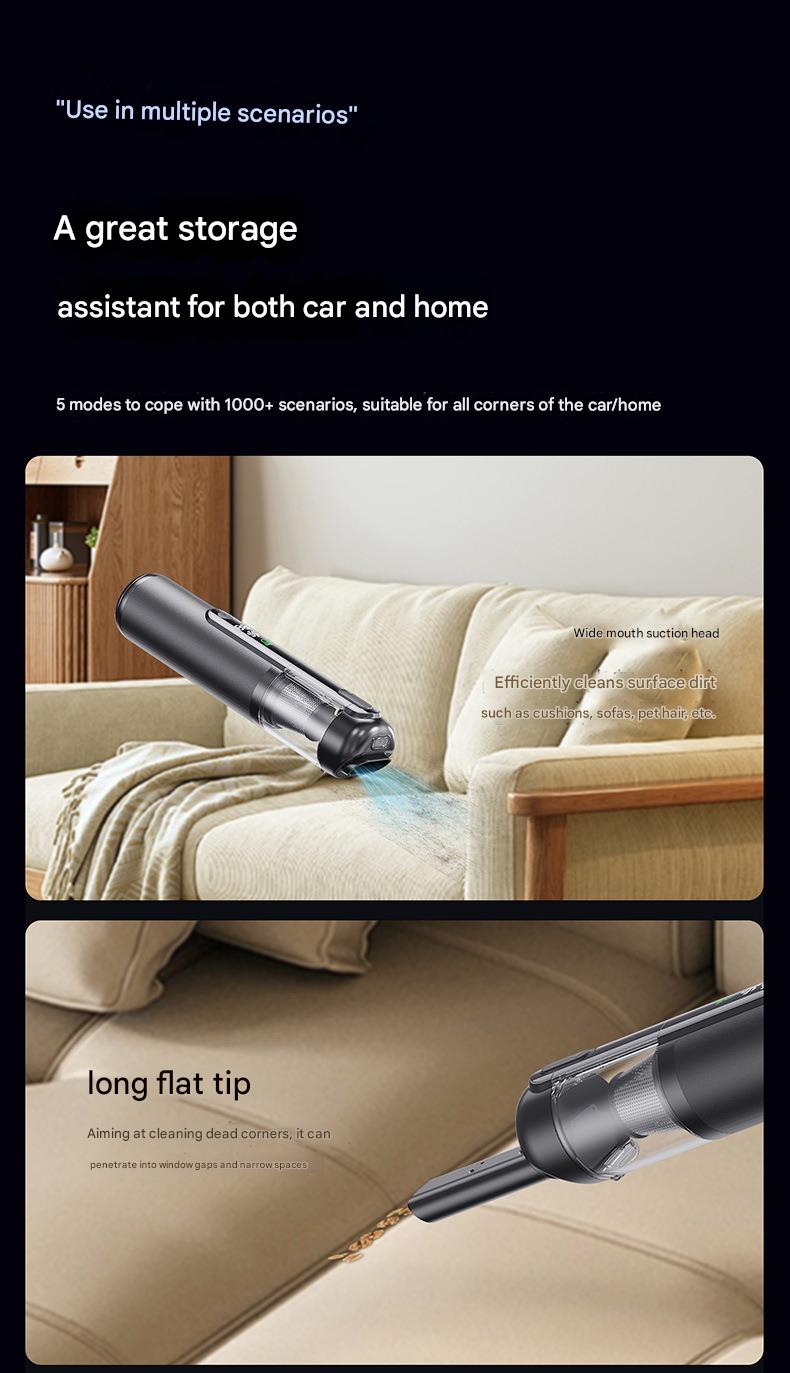 Green Light Dust-Detecting Handheld Car Vacuum Cleaner Wireless High-Suction Compact Portable Car Vacuum Cleaner For Vehicles