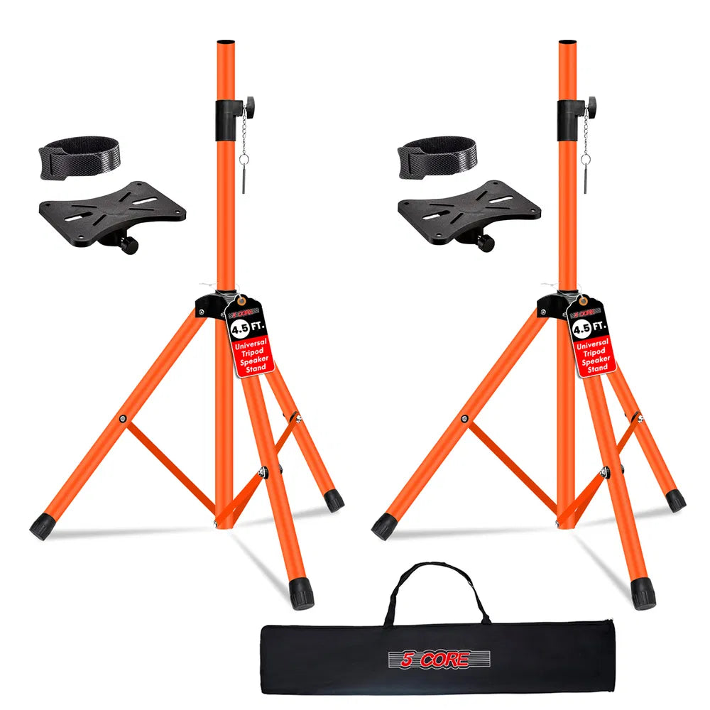 5 Core Speaker Stand Pair Adjustable 31 To 54" PA DJ Tripod Stands Heavy Duty W 35mm Insert 132 Lbs