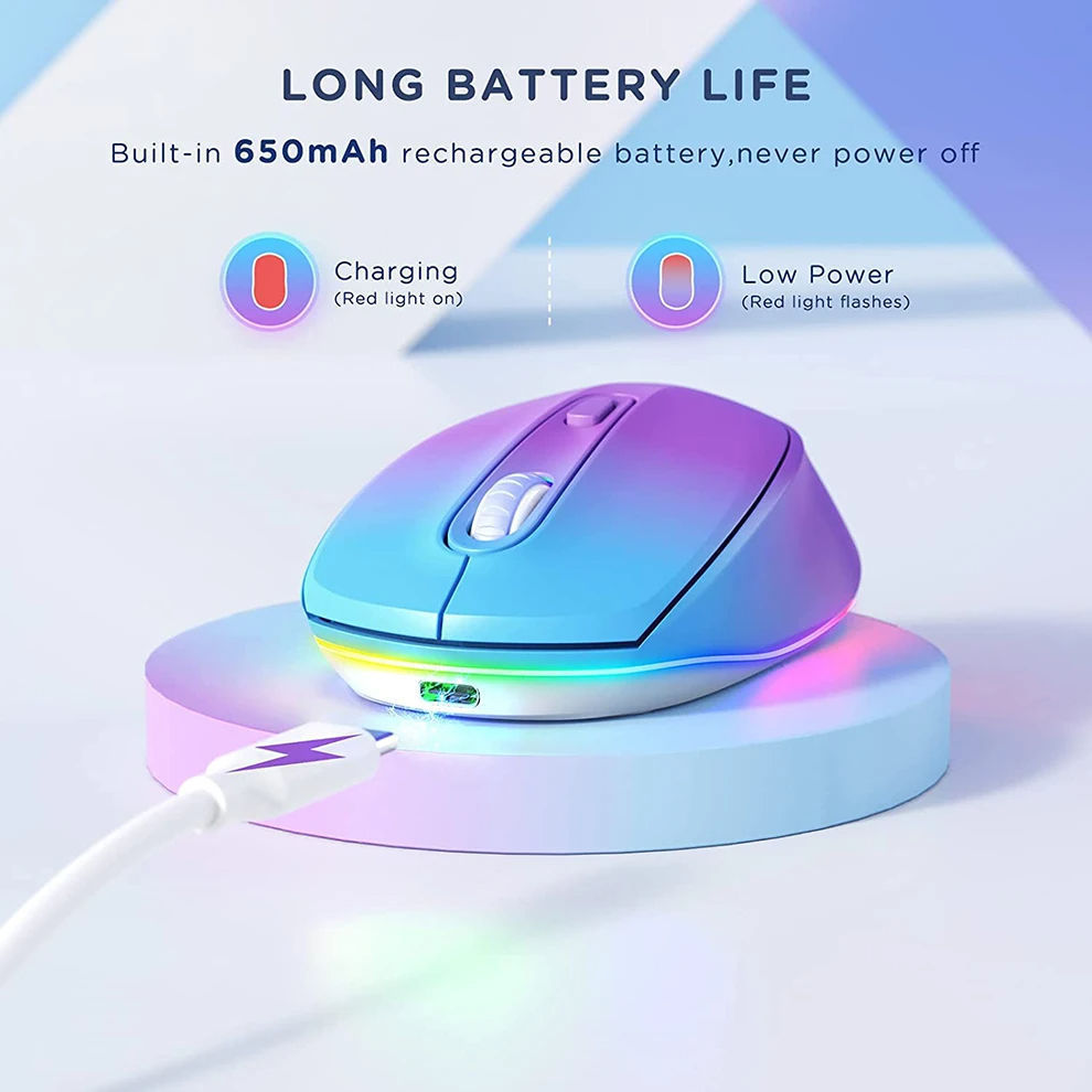 24g Wireless Mouse 1600dpi Ergonomic Rechargeable