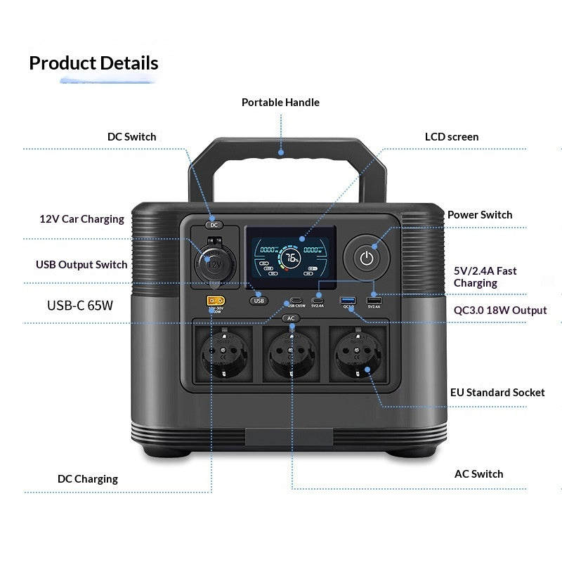 1800W High-Capacity Outdoor Energy Storage LiFePO4 Portable Power Station