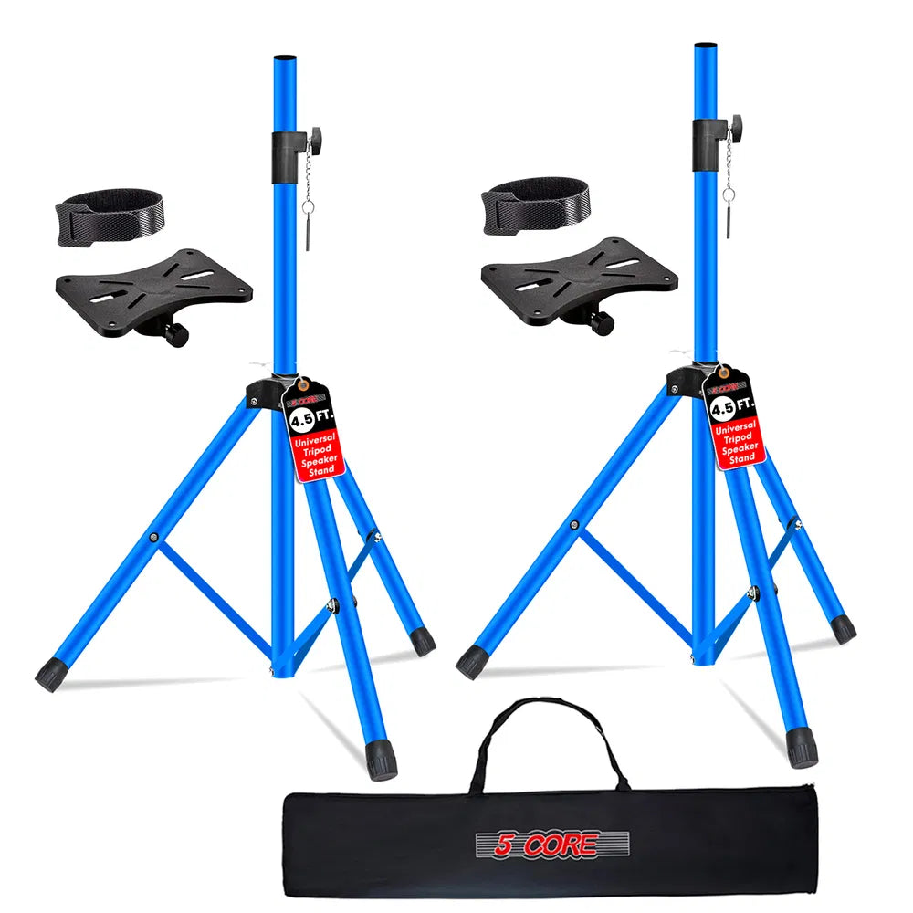 5 Core Speaker Stand Pair Adjustable 31 To 54" PA DJ Tripod Stands Heavy Duty W 35mm Insert 132 Lbs
