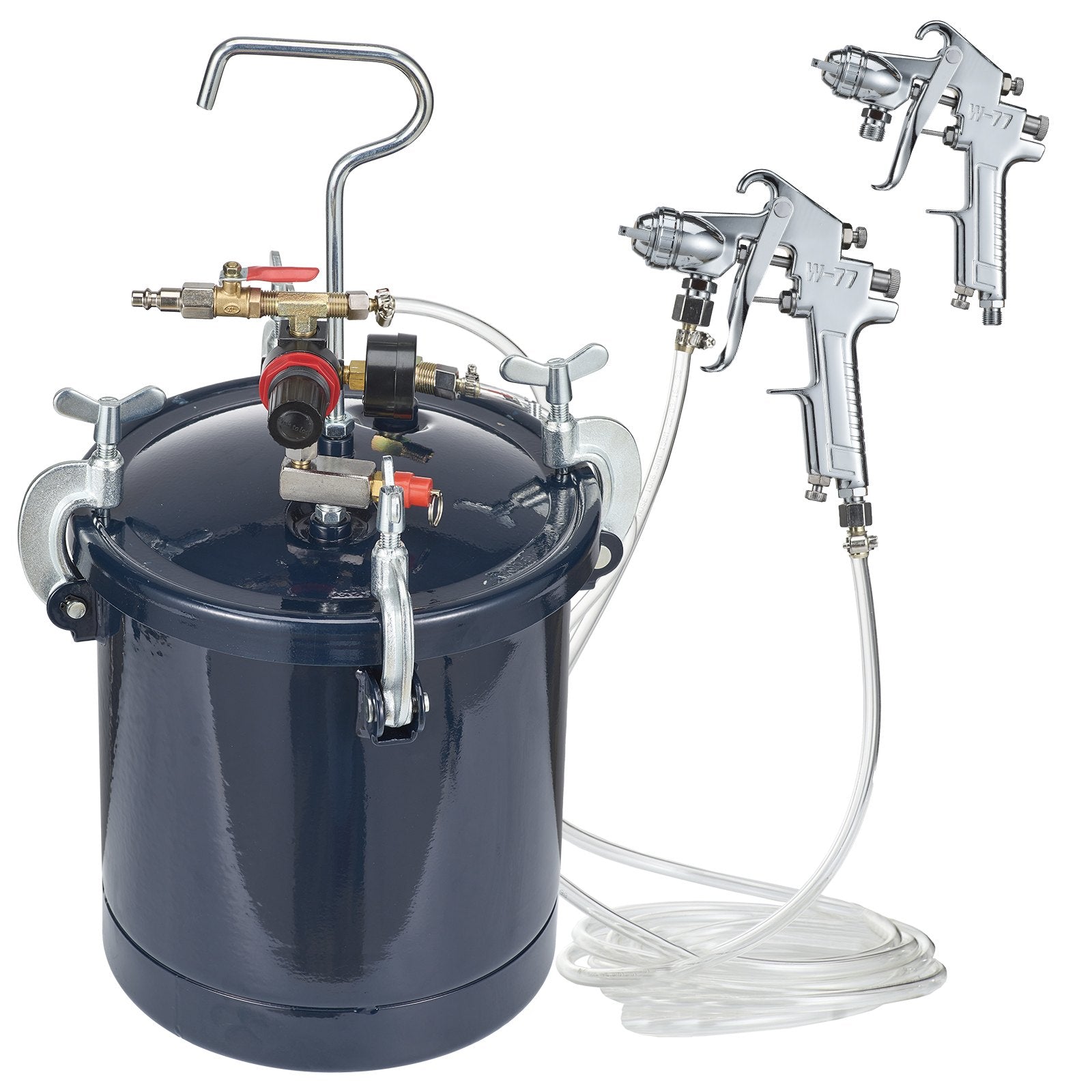 Spray Paint Pressure Pot Tank, 10L/2.5gal Air Paint Pressure Pot, 1.5mm+4mm Two Nozzles Two Spray Paint Guns For Industry Home Decor Architecture Construction Automotive Painting, 60PSI Max