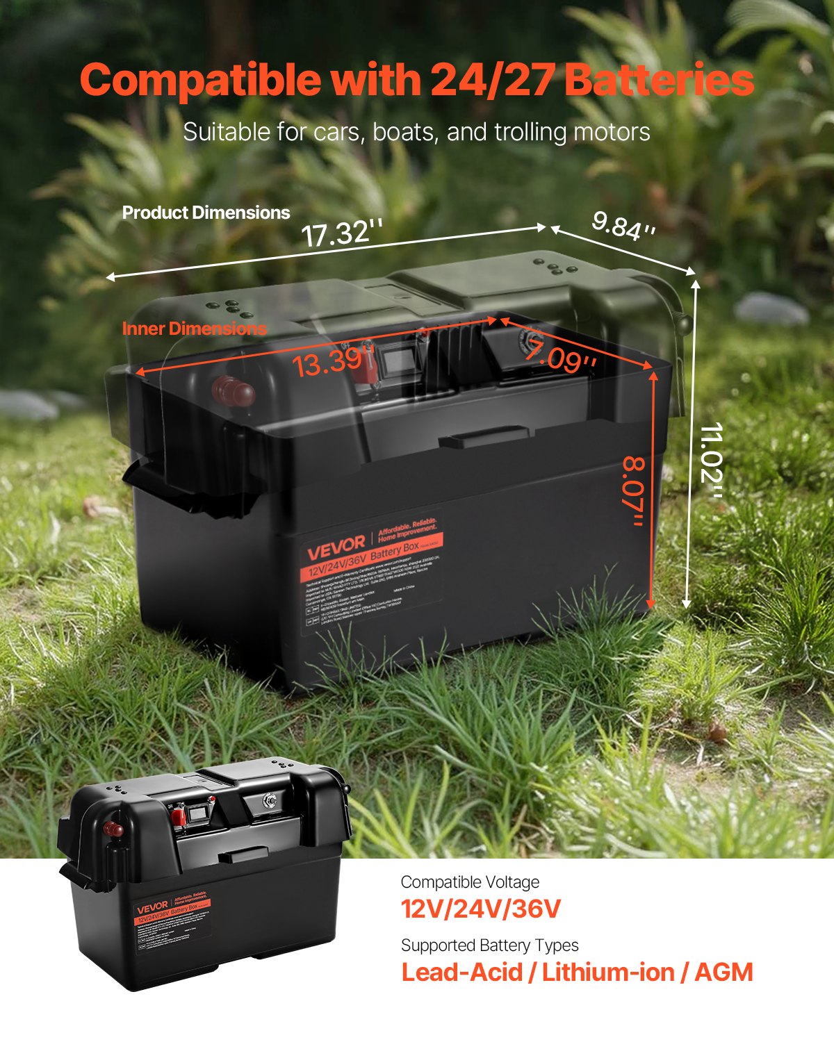 Battery Box Group 24 Or 27 Smart Battery Box 12V Or 24V For Trolling Motor