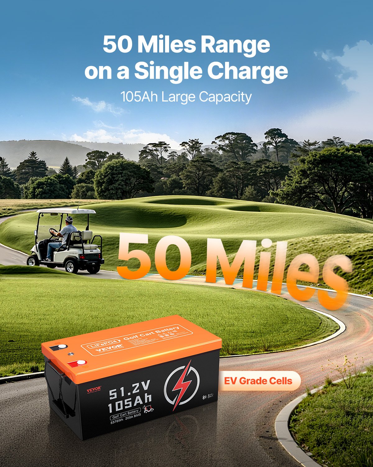 48V 105Ah Golf Cart Lithium Battery With LCD Monitor And 4000+ Cycles