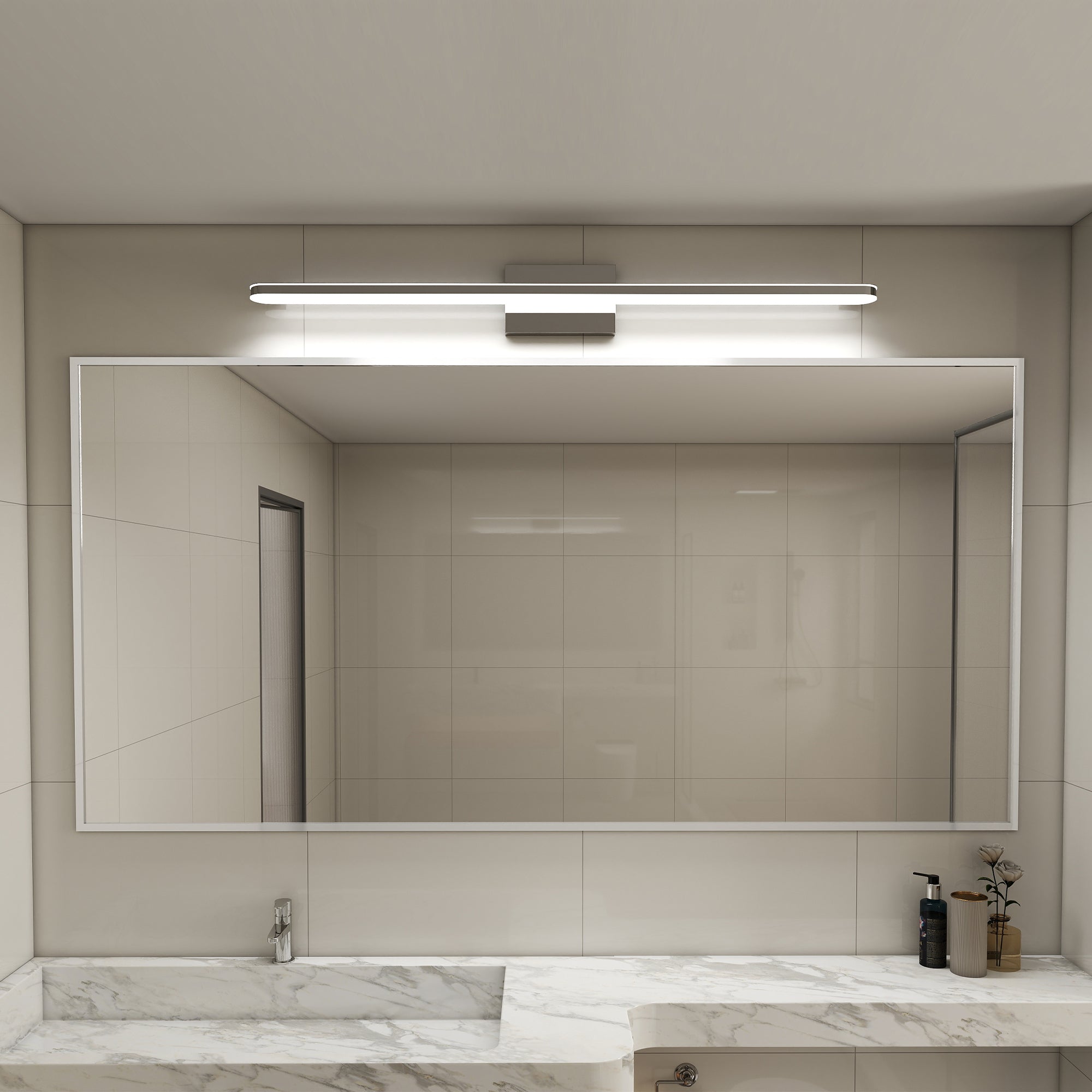 Modern LED Vanity Lights For Bathroom 39IN 24W Daylight White Chrome Light Fixtures Bathroom Lights Over Mirror Vanity Lighting Fixtures Vanity Light