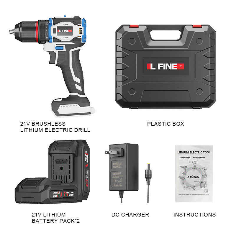Brushless Electric Hand Drill Lithium Electric Drill Multifunctional Electric Screwdriver Electric Drill Set 21 V18v